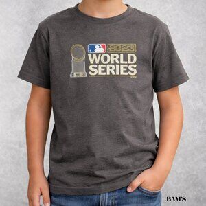MLB 2023 World Series T Shirt Kids Small Rangers Champions Graphic Tee Gray